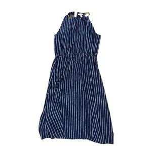 MICHAEL KORS Navy and White Striped Halter Dress NWT
